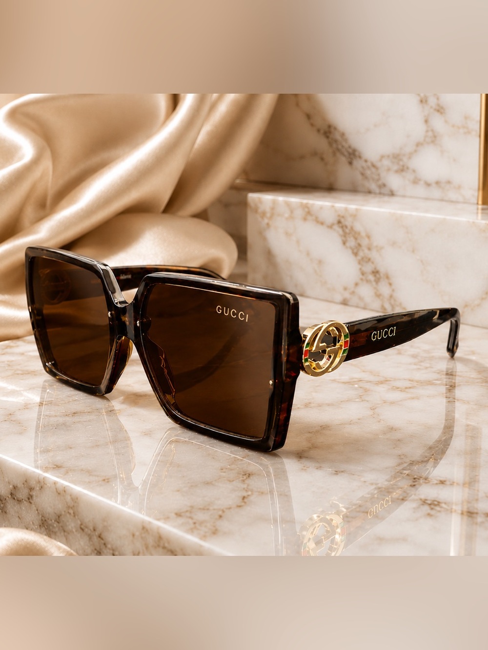 Women's Square Sunglasses with Gold Interlocking G